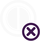 A tablet icon with an X for no more cutting or splitting pills.